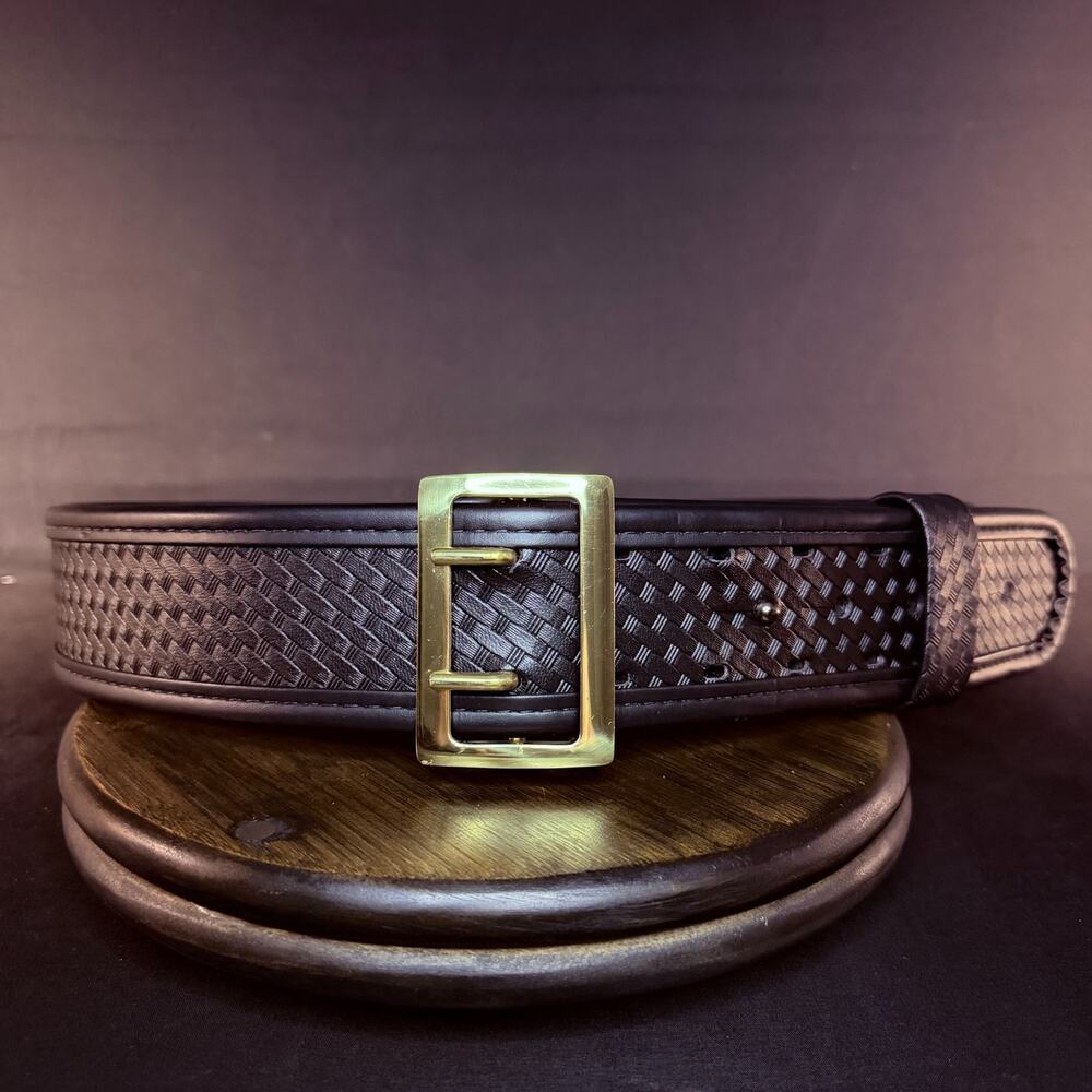 Bianchi 7960 Accumold Sam Browne Duty Belt Size 40"-42" Black Leather Brass
